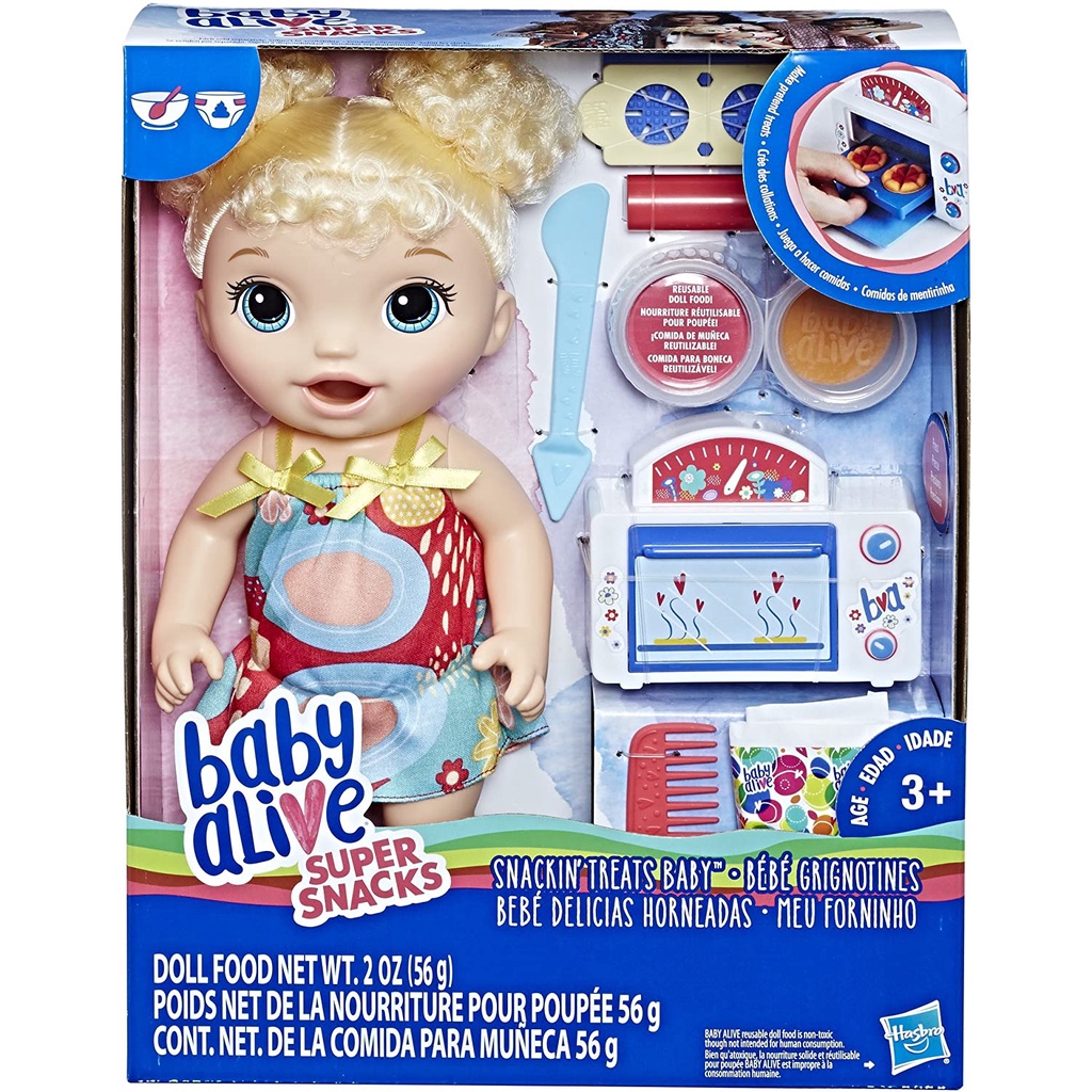 Baby Alive Snacking Treats Baby Blonde E1947 Búp Bê Blonde Tóc Xoăn E1947 Cho Bé