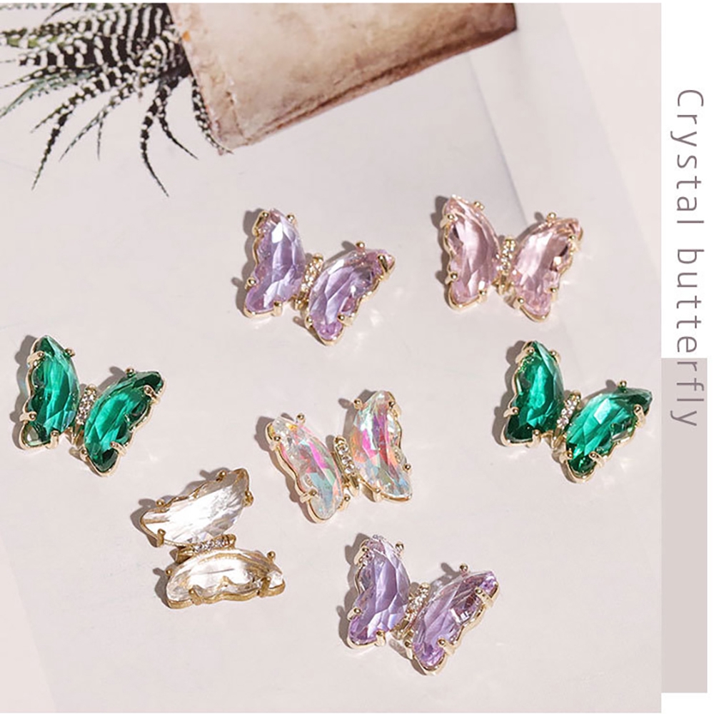 Bộ Phụ Kiện Trang Trí Móng Tay Nghệ Thuật Hình Bươm Bướm