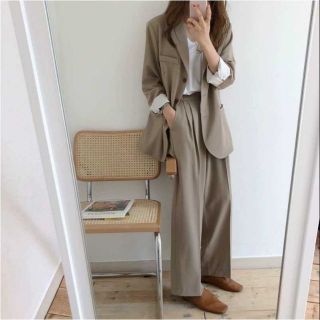 (ORDER) Set áo blazer form rộng + quần tây trơn ống rộng retro