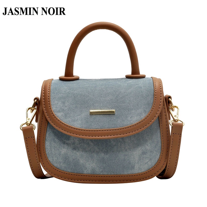 Túi Xách JASMIN NOIR Denim Đeo Chéo Có Khóa Phong Cách Retro Cho Nữ