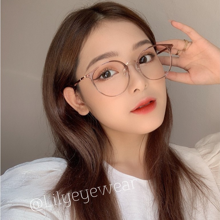 Gọng kính cận nữ Lilyeyewear mắt tròn kim loại gọng mảnh màu sắc thời trang 22642 | BigBuy360 - bigbuy360.vn