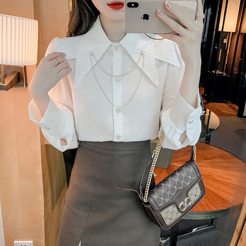 Áo Sơ Mi Tay Phồng Cổ Búp Bê Form Rộng Thời Trang Mùa Thu Mới Cho Nữ