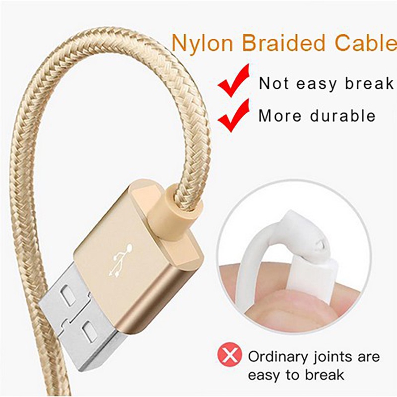 Dây Cáp Sạc Nhanh Micro Usb / i / Type C Thiết Kế Dây Bện 3 Trong 1 Tiện Dụng