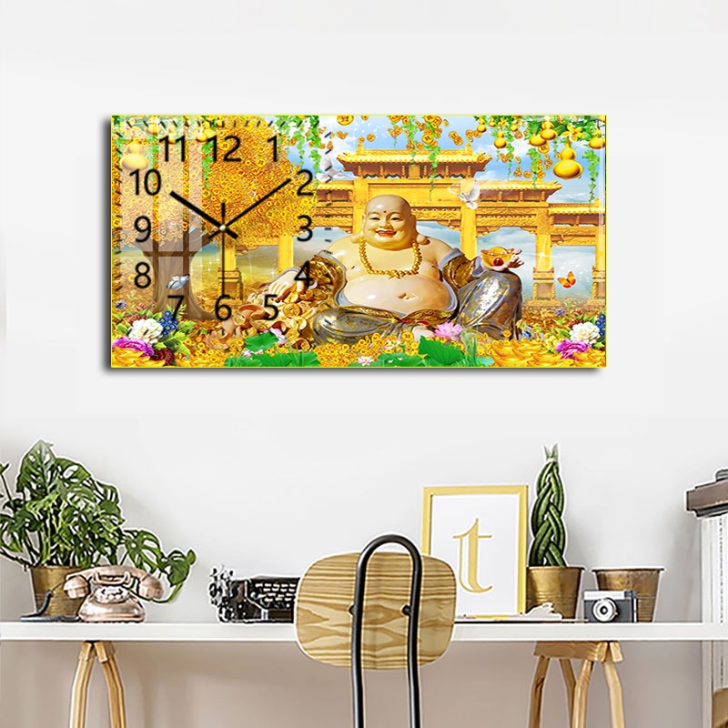 Mẫu tranh đồng hồ các vị Phật, Bồ Tát, đồng hồ tráng gương 5D cao cấp,giá xưởng, tặng phụ kiện treo.