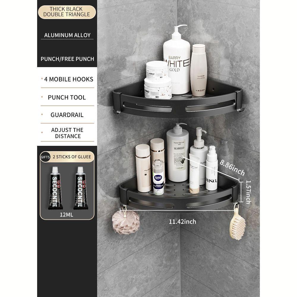 LANSEL Set 2 Kệ Đựng Đồ Dùng Nhà Tắm Gắn Góc Tường Không Cần Đục Lỗ Có Thể Điều Chỉnh Độ Cao