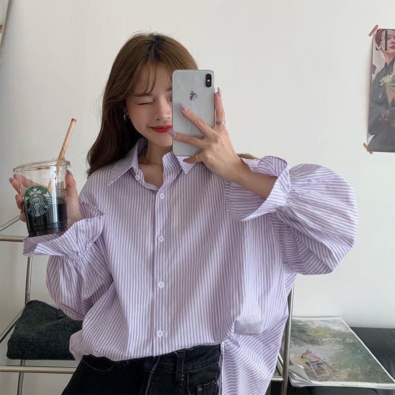 Áo sơ mi kẻ phối tay | BigBuy360 - bigbuy360.vn