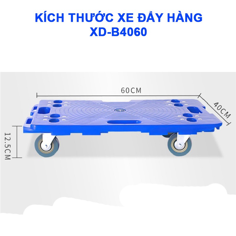 Xe đẩy hàng, sàn nhựa không tay đẩy, tải trọng 150Kg, Chính hãng NIKITA XD-B60.40