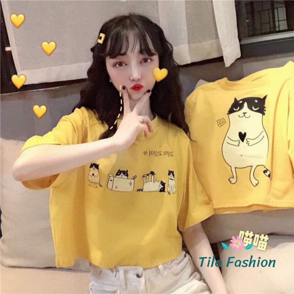 [ Mã WASTAPR giảm 10K đơn 50K] Áo Thun Nữ ❤️FREESHIP❤️ Áo Croptop Hình chú chó màu vàng siêu kute