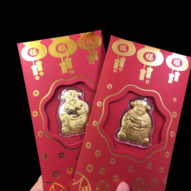 Bao Lì Xì Thần Tài Mạ Vàng May Mắn, Bao Lì Xì Tết May Mắn Hồng Kong Tết 2022, Lì Xì Độc Lạ Tuyển Sỉ