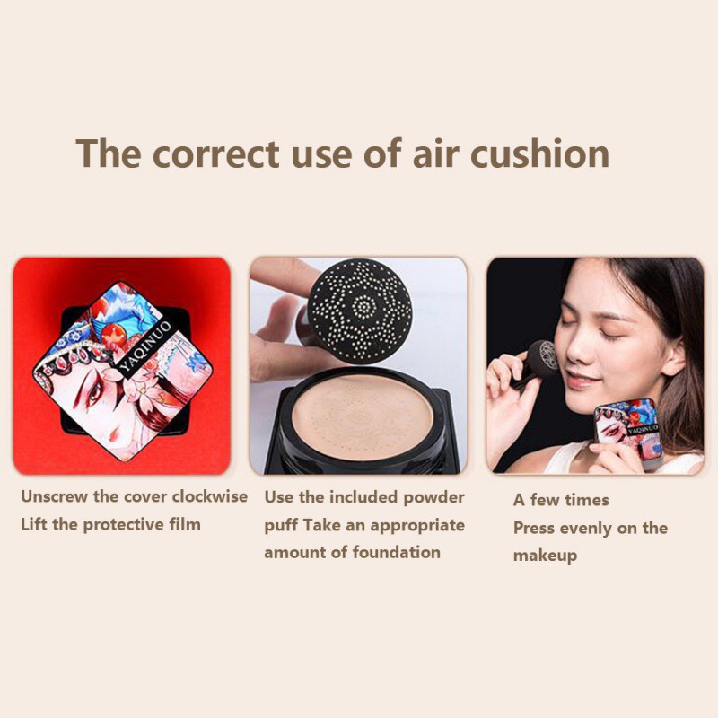 (hàng Mới Về) Kem Bb Air Cushion Dưỡng Ẩm Che Khuyết Điểm Kèm Mút Trang Điểm Hình Nấm