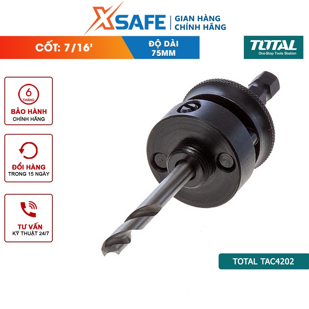 Khớp nối khoét lỗ TOTAL TAC4202 đuôi lục giác 7/6&quot;, phù hợp để gắn với mũi khoét lỗ 1-1/4&quot; đến 8-1/4&quot; - chính hãng