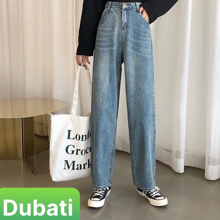 QUẦN JEAN NỮ, QUẦN BAGGY, ỐNG SUÔNG RỘNG LƯNG CAO TRƠN SUÔNG - DB 20 - DUBATI FASHION
