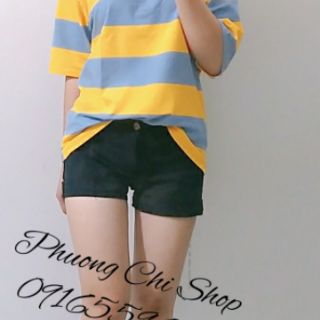 Áo phông form rộng kẻ ngang