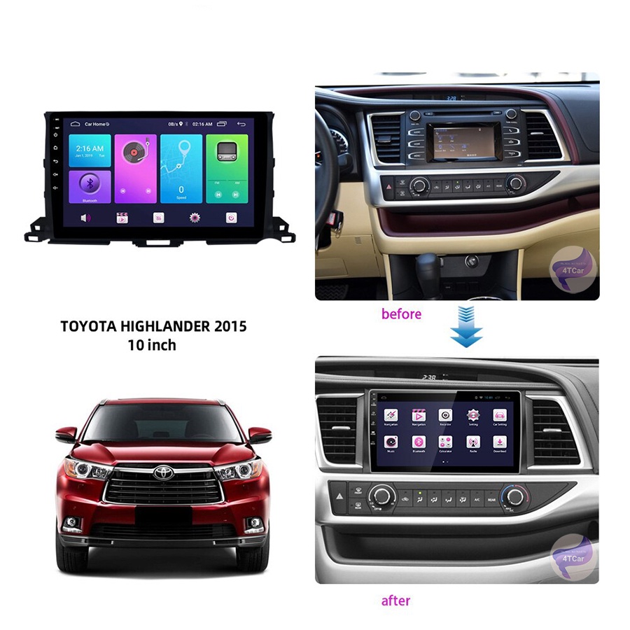 Mặt dưỡng Highlander 2015-2018 (10 inch) có CANBUS