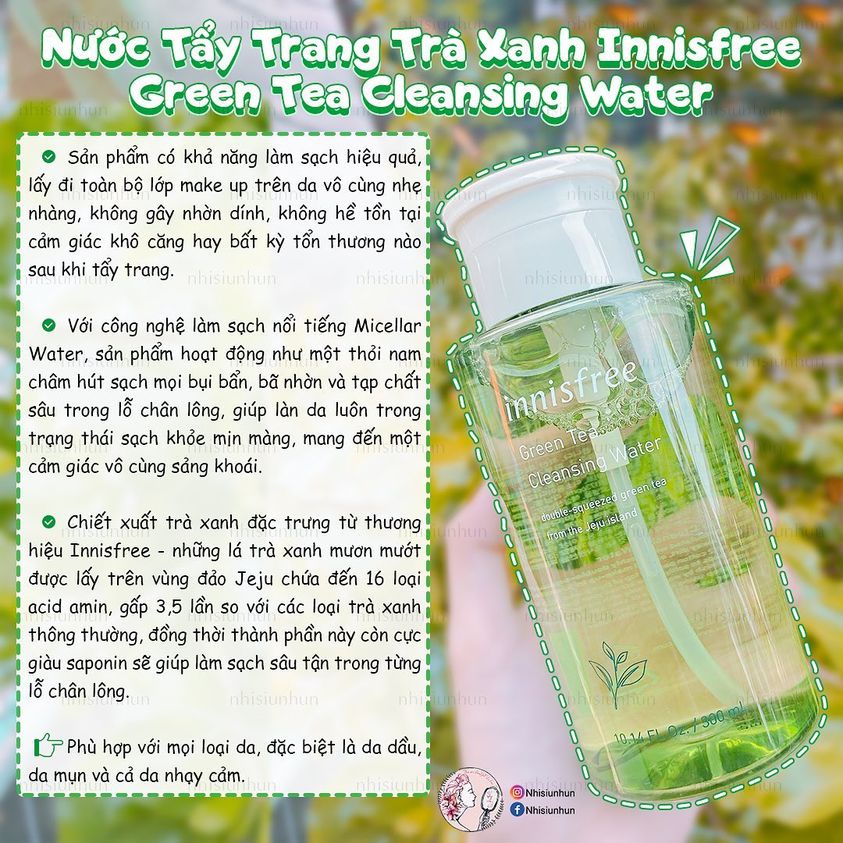 Nước tẩy trang Trà Xanh Innisfree Green Tea Cleansing Water