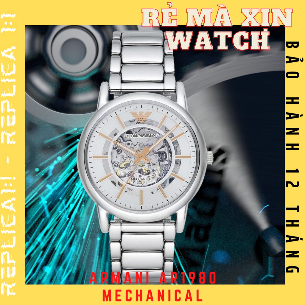 ĐỒNG HỒ NAM ARMANI AR1980 , AUTOMATIC SKELETON , SIZE 43MM