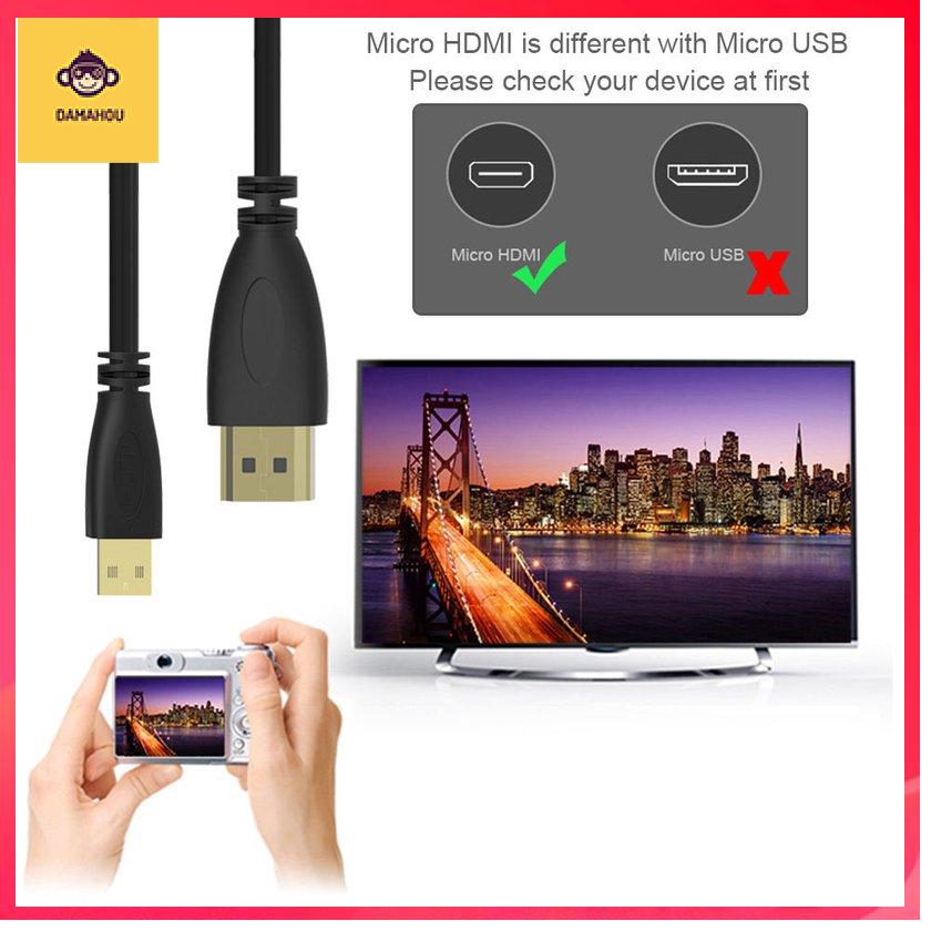 【Trong kho】1M micro HDMI to HDMI 1080p Cáp cáp TV Bộ chuyển đổi AV Điện thoại di động Máy tính bảng HDTV