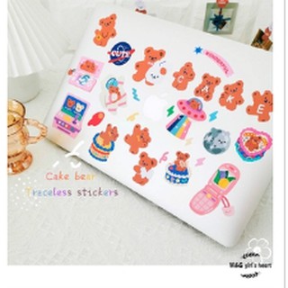 Miếng dán họa tiết gấu dễ thương trang trí sổ lưu niệm/ốp điện thoại