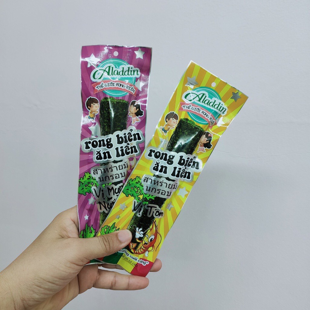 Lẻ 1 Gói Snack Rong biển Aladdin vị truyền thống, tôm, mực, cay 3.6g