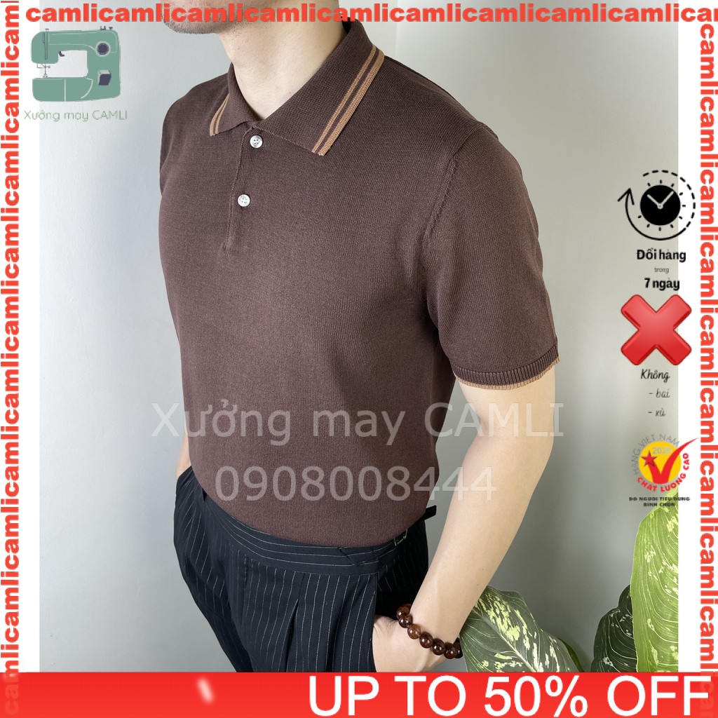 Áo POLO nam KHÔNG ĐƯỜNG CHỈ MAY, kẻ cổ, viền tay, sợi mongtoghi Hàn Quốc cao cấp