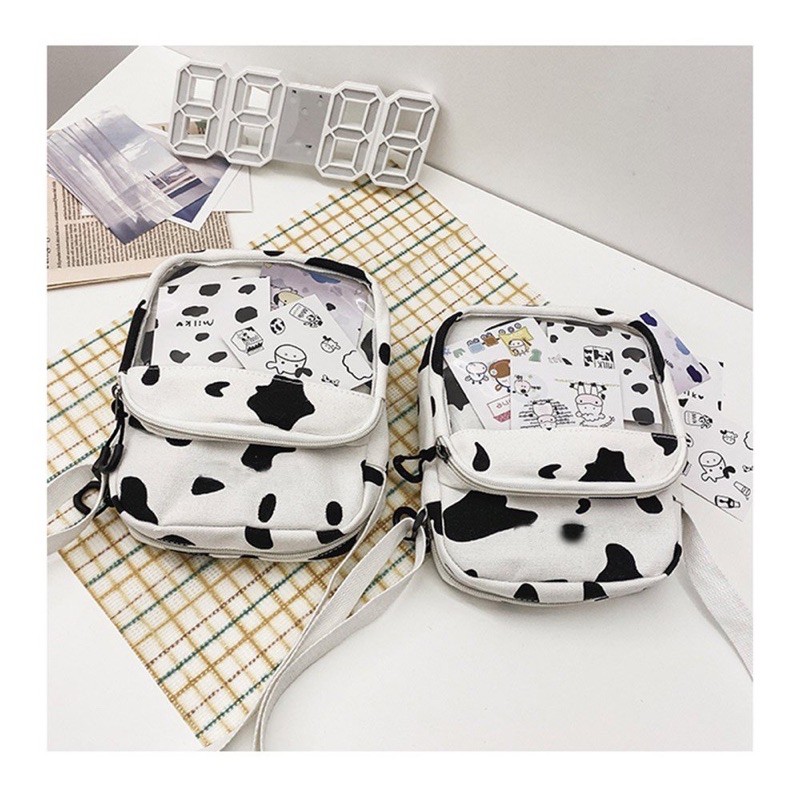 Túi Vải Học Sinh In Hoạ Tiết Bò Sữa Đáng Yêu