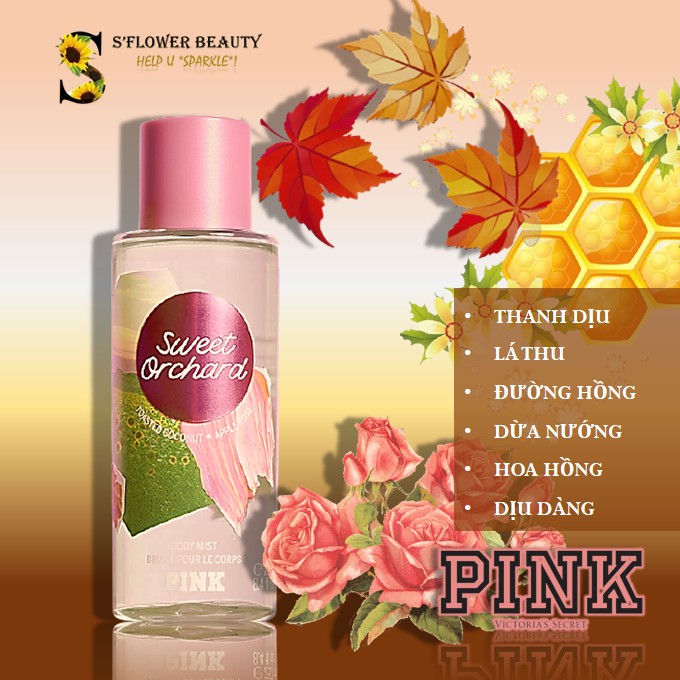 ⭐️ PINK | 🍁 Bst New Fall | Xịt Thơm Toàn Thân Victoria’s Secret PINK Body Fragrance Mist - Sweet Orchard | Golden Honey