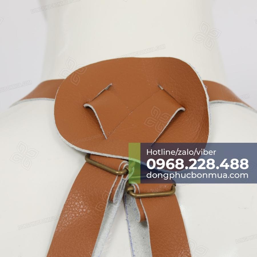Tạp dề đồng phục chất liệu vải kaki phối dây da đẹp - Thiết kế túi độc đáo, kiểu dáng mới lạ - Đính khuy đồng nổi bật