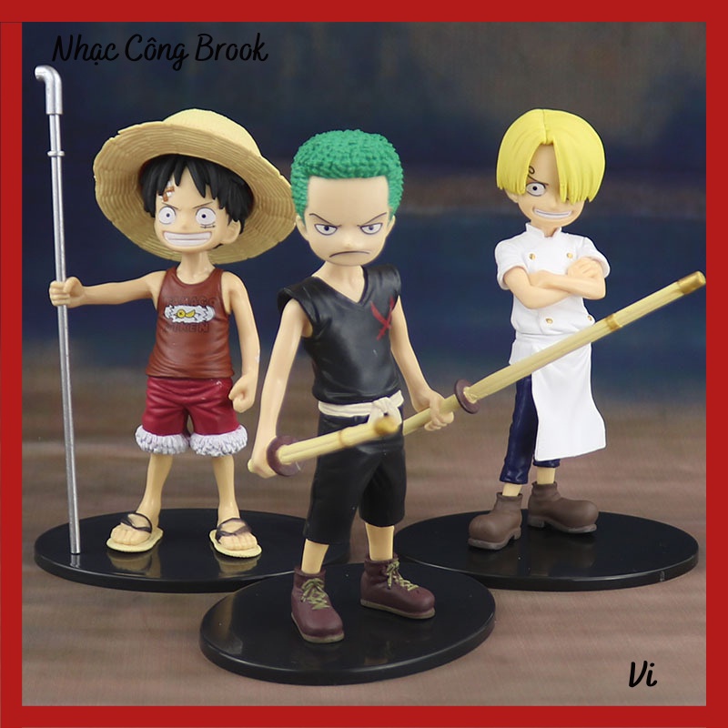 Bộ 5 One Piece Lúc Còn Nhỏ Sabo Luffy Sanji Ace Và Zoro Cao 15cm Có Đế Siêu Đáng Yêu