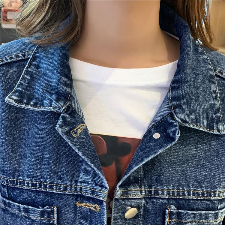 Áo Khoác Denim Họa Tiết Hoạt Hình Thời Trang Xuân Thu Cho Nữ