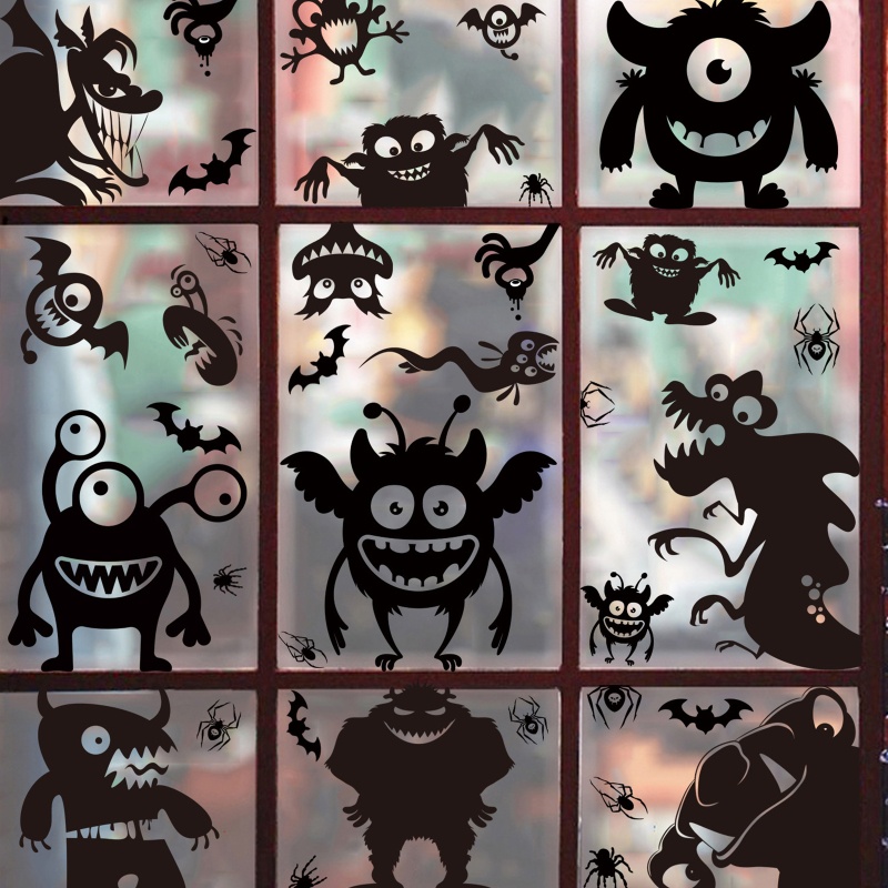 QQ Set 44 Sticker Dán Cửa Kính Cửa Sổ Trang Trí Halloween