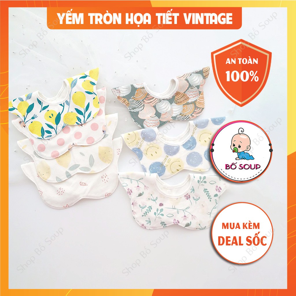 Yếm tròn xoay yếm dãi 360 cho bé chất liệu cotton mềm mịn thấm hút tốt