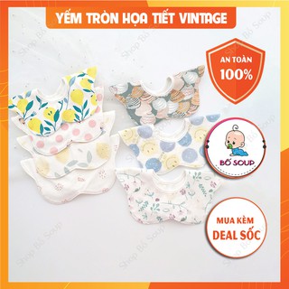 Yếm tròn xoay yếm dãi 360 cho bé chất liệu cotton mềm mịn thấm hút tốt