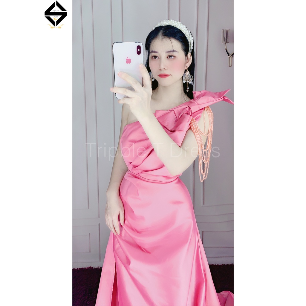 Đầm xoè jean demin 2 dây nơ vai dễ thương  TRIPBLE T DRESS - Free size dưới 54kg - MS21HD