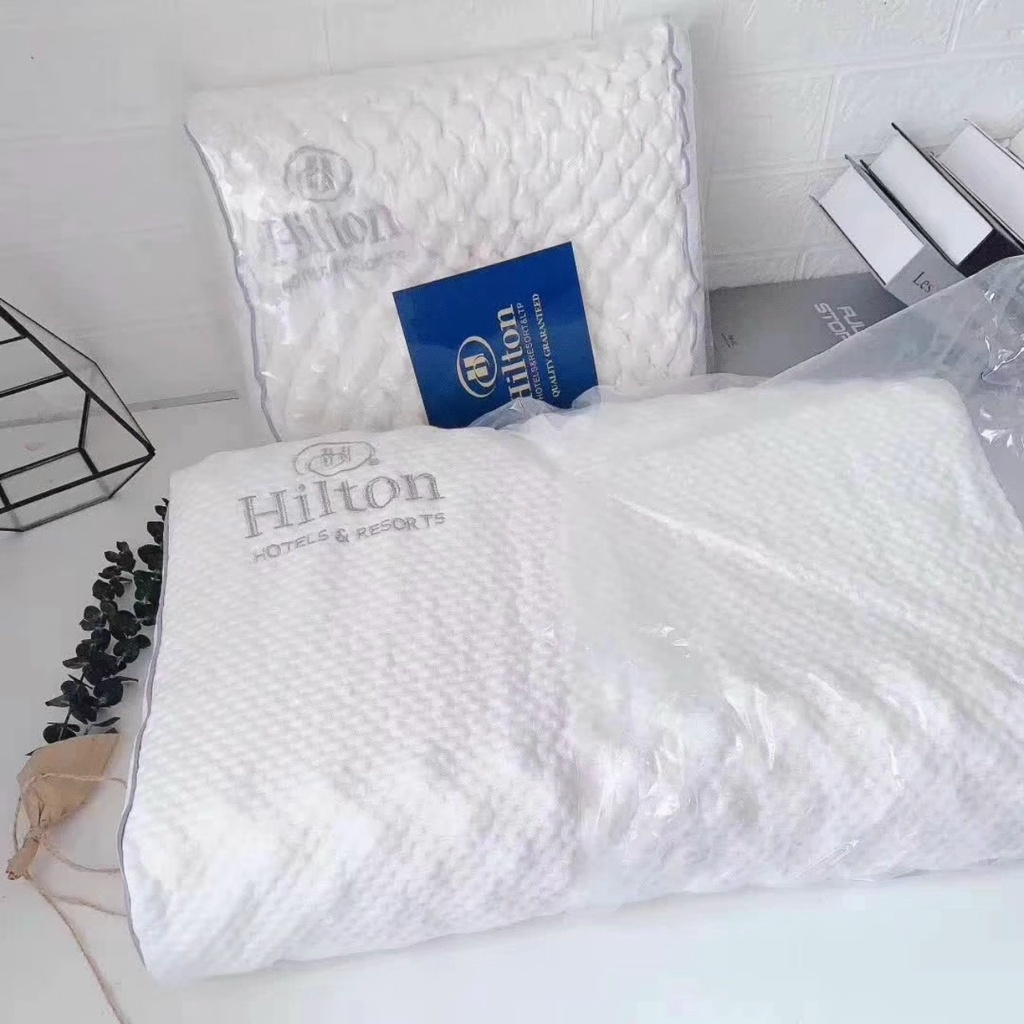 Gối CAO SU HILTON Loại 1, Gối Cao Su Non HIN BEDDING Hàng Đẹp Cao Cấp Dày Dặn