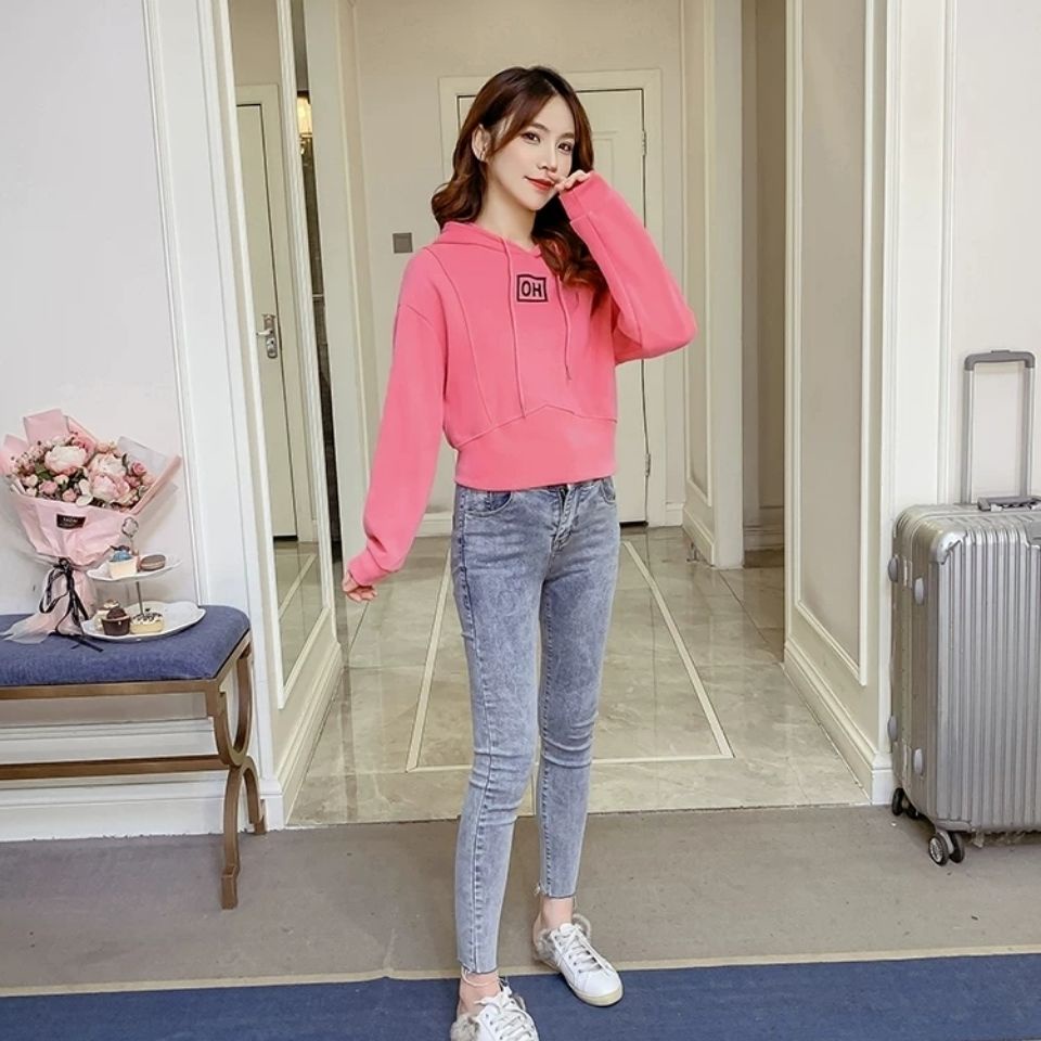 Áo hoodie Ngắn Phong Cách Hàn Quốc Thời Trang Mùa Thu 2021 Cho Nữ
