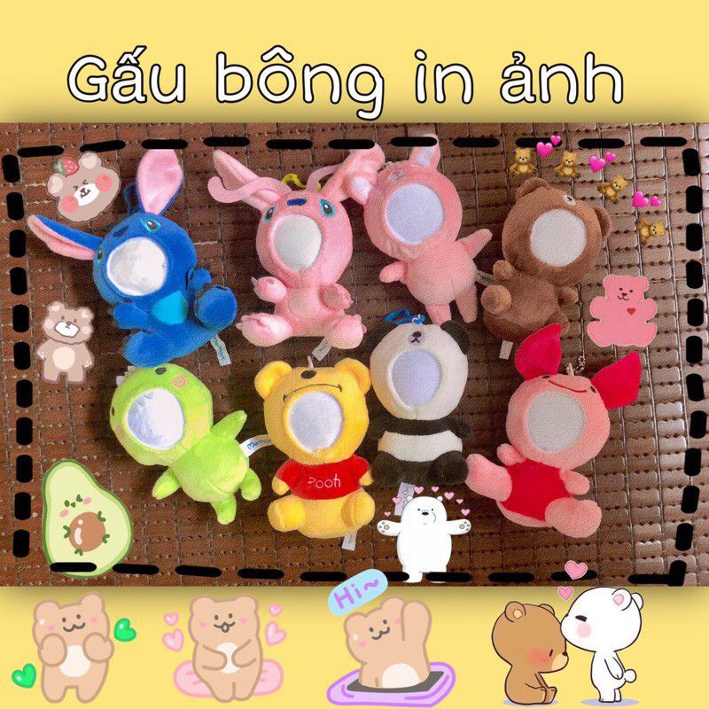Gấu Bông In Ảnh Theo Yêu Cầu Móc Khóa Ghép Ảnh Mặt Siêu Dễ Thương - Mixasale