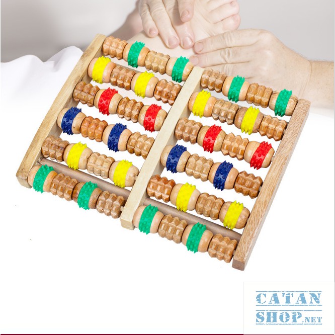 Cây massage chân bằng Gỗ cao cấp, Cây lăn chân 6 thanh Gỗ siêu tiện dụng-GD437-Massage-ChanGo