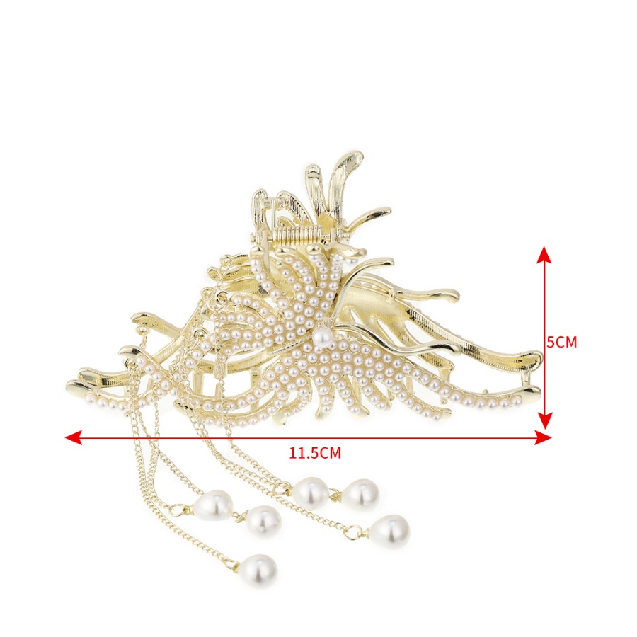 Kẹp Tóc Đuôi Ngựa Hình Bướm Bằng Kim Loại Đính Ngọc Trai Và Đá Pha Lê Phong Cách Hàn Quốc