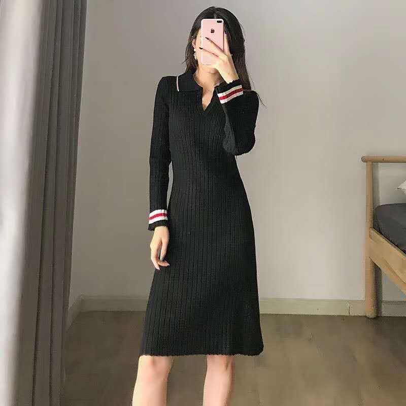 Váy sau sinh cho con bú, hàng quảng châu, chất len, khóa dọc ngực