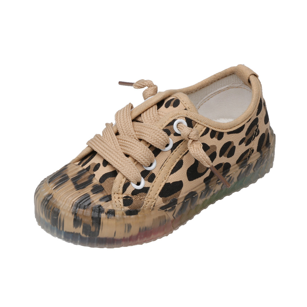 New Korean Leopard Print Children's Rainbow Sole Canvas Shoes