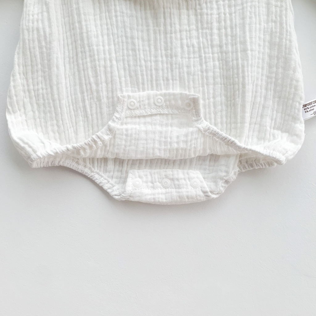 Bộ Áo Liền Quần Tay Dài + Mũ Bằng Cotton Mềm Mại Phối Ren Xinh Xắn Cho Bé Gái 0-2 Tuổi