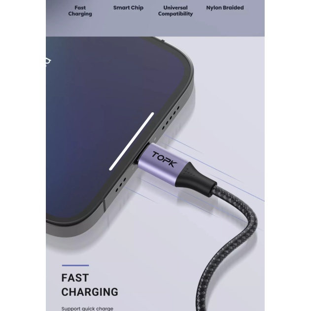 Cáp Sạc Siêu Nhanh Topk  Type-C to Iphone, Type-C to Type-C Dành Cho Iphone SamSung Hàng Chính Hãng Bảo Hành 1 Năm