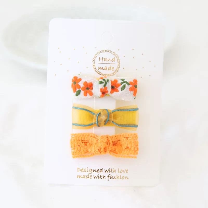 Màu CAM  [Tổng hợp phụ kiện cột kẹp tóc tông màu Cam dễ thương cho bé cho bé]