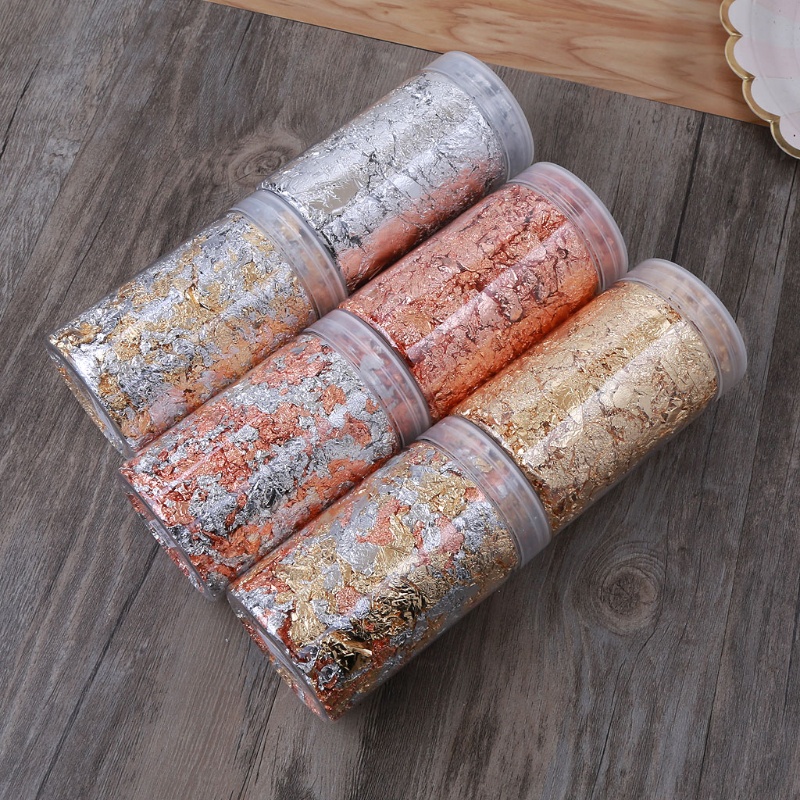 Set 10g Lá Nhôm Màu Vàng/Bạc Lấp Lánh Chuyên Dụng Trang Trí Móng Nghệ Thuật