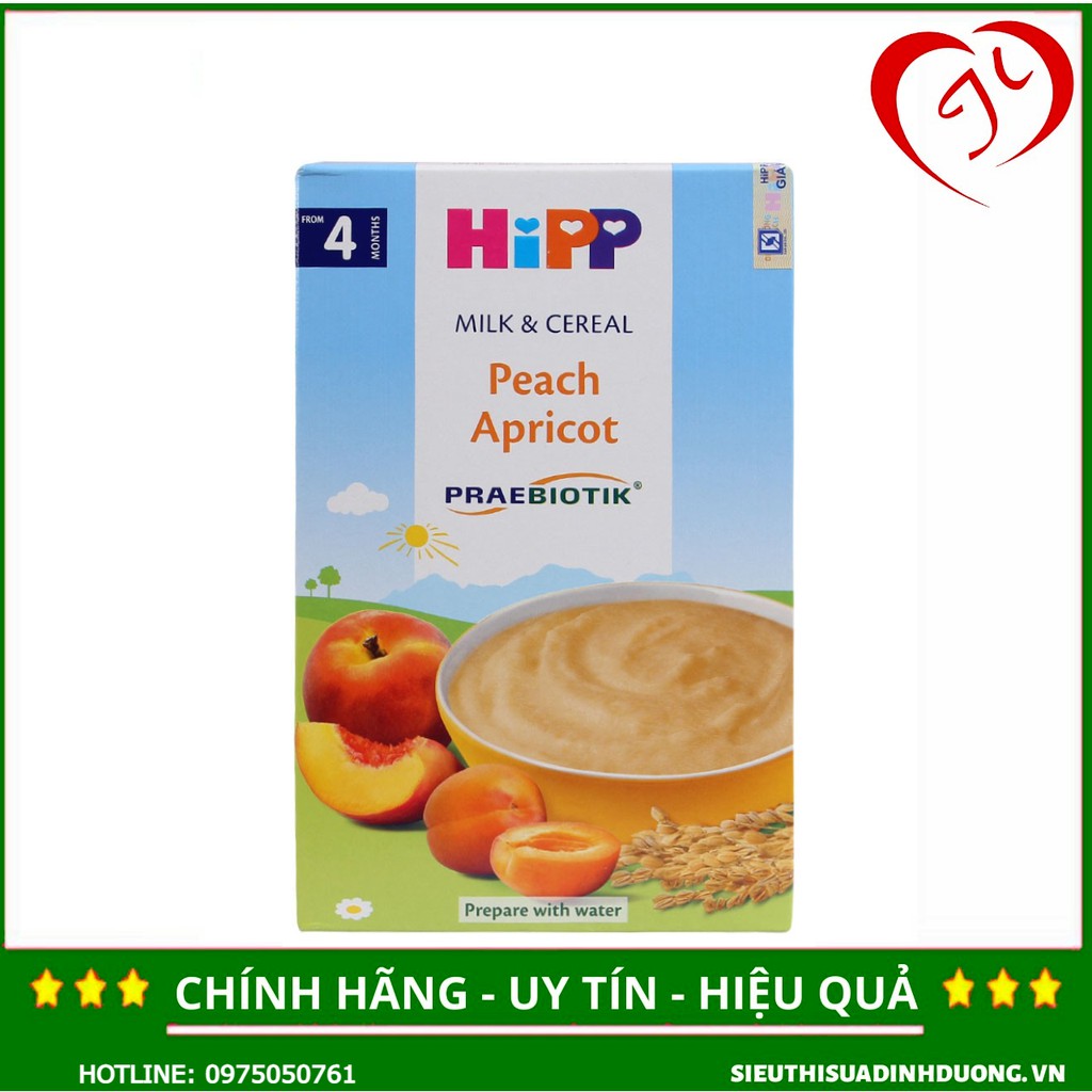 [CHÍNH HÃNG] Bột Ăn Dặm HIPP Peach Apricot Date Mới Nhất (Đào, Mơ Tây) Hộp 250g