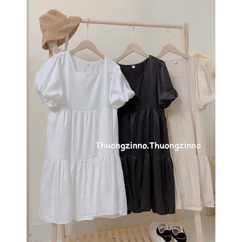 [Ảnh thật/Video]Váy babydoll cộc tay ba tầng chất lụa Hàn Váy thiết kế Hàn Quốc | BigBuy360 - bigbuy360.vn