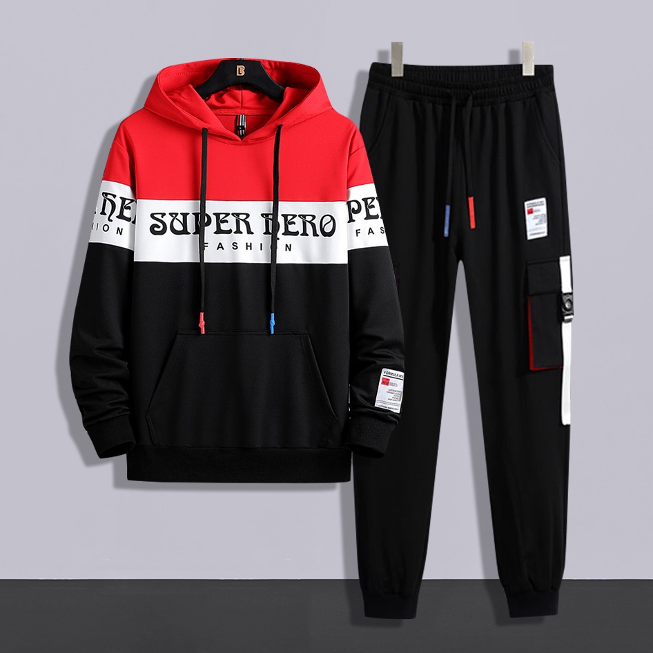 Bộ Quần Áo Nam Áo Hoodie Nỉ Dài Tay SUPER HERO Quần Jogger Bo Gấu Phong Cách Thể Thao Thời Trang Zenkonam MEN QA 160