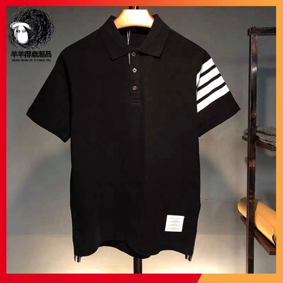 Áo Polo unisex 4 vạch tay thời thượng vải cá sấu cotton phong thái trẻ trung cực sịn sò