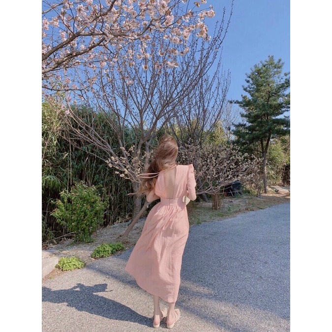 ( MIỄN PHÍ SHIP 2022) Đầm tiểu thư tay phồng, đầm nữ đi tiệc 2 màu hồng trắng