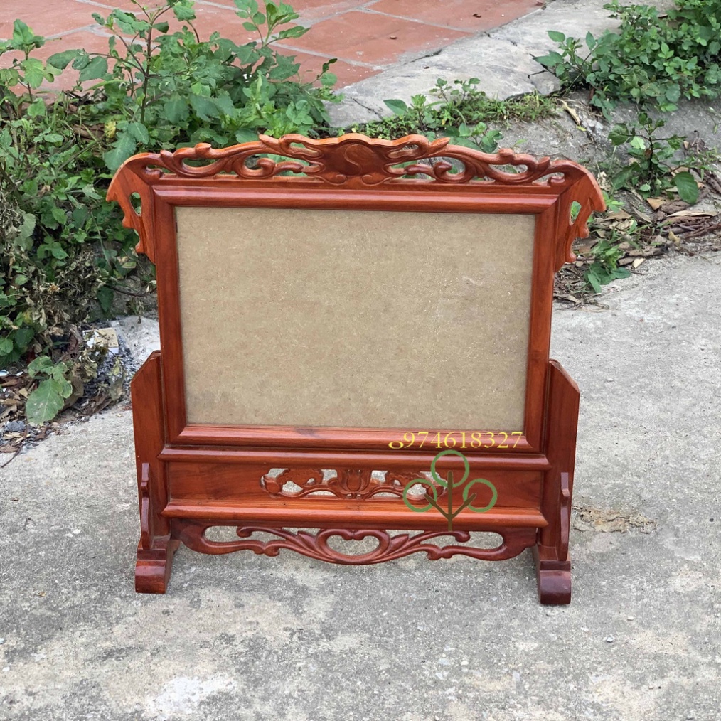 Khung Hình Thờ Đôi Không Chắn Giữa Gỗ Hương 2 Cỡ Ảnh Thờ